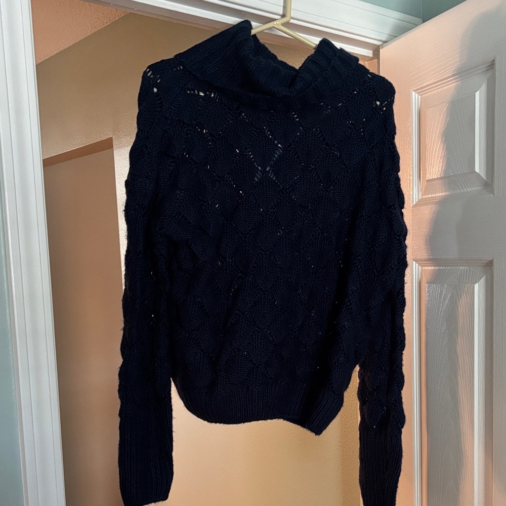 FRNCH Navy Cowl Neck Sweater